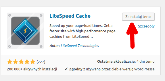 instalacja litespeed cache