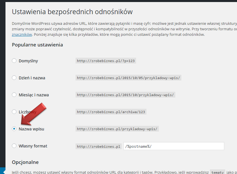 jak ustawić linki wordpress