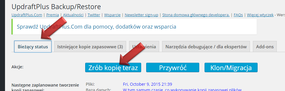 ustawienia wtyczki updraftplus backup/restore ustawienia wtyczki updraftplus backup/restore