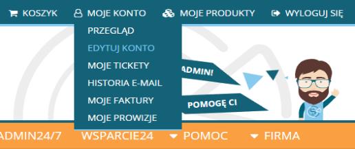 edytuj konto żeby zmienic hasło