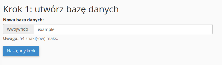 tworzenie bazy przez kreator