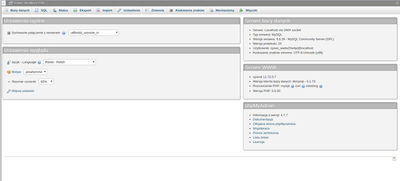 wybor bazy danych phpmyadmin wybor bazy danych phpmyadmin