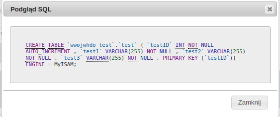 zapytanie sql do stworzenia tabeli zapytanie sql do stworzenia tabeli
