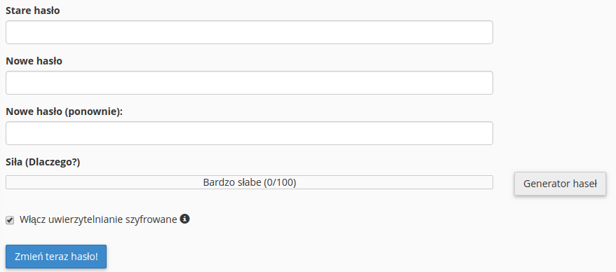 zmiana hasla cpanel