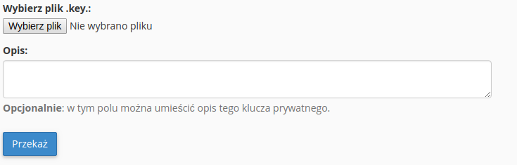 wyslanie gotowego klucza ssl