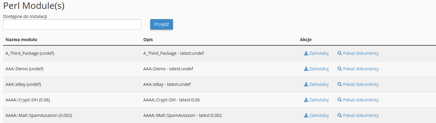 zainstalowanie pakietu perl